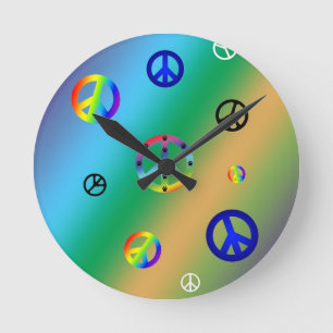 Reloj Redondo Mediano Peace Signs