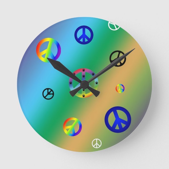 Reloj Redondo Mediano Peace Signs (Anverso)
