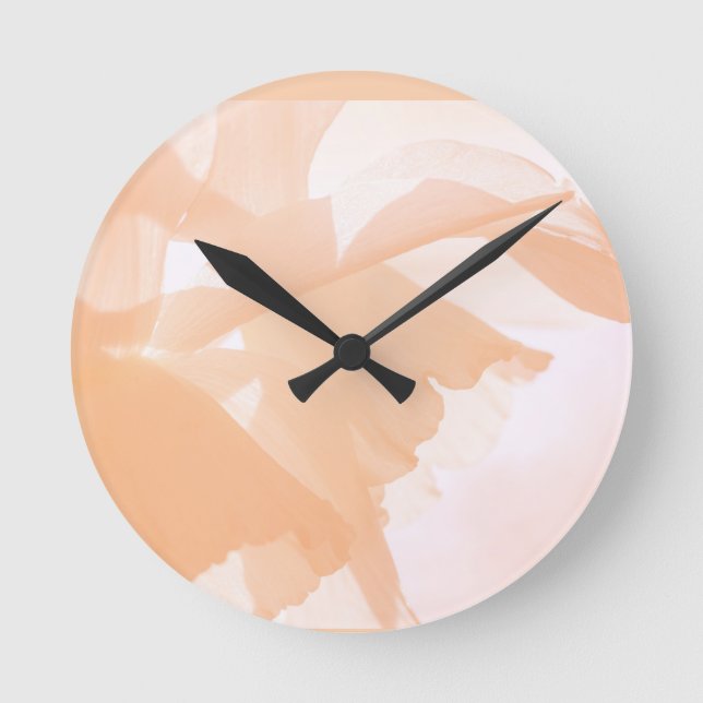 Reloj Redondo Mediano Peach Fuzz Abstract Floral (Anverso)