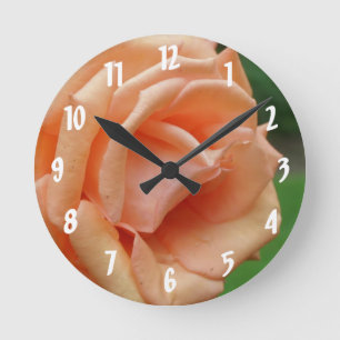 Reloj Redondo Mediano Peach Rosa Petals Flower