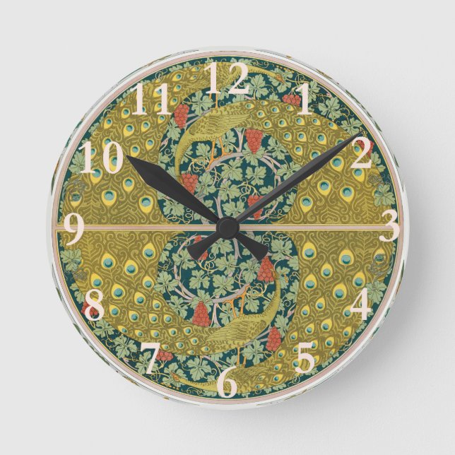 Reloj Redondo Mediano Peacock Art Nouveau Style round intricate design (Anverso)