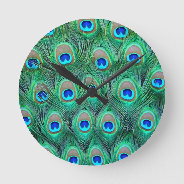 Reloj Redondo Mediano Peacock Feathers (Anverso)