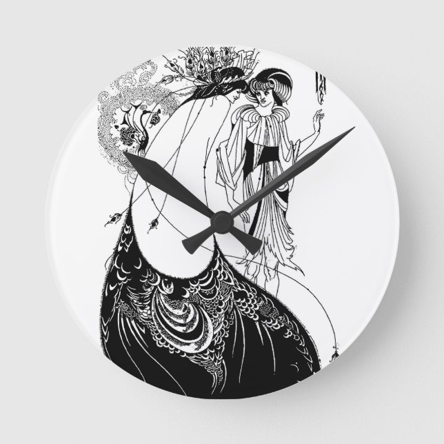 Reloj Redondo Mediano Peacock Skirt Beardsley Art Nouveau (Anverso)