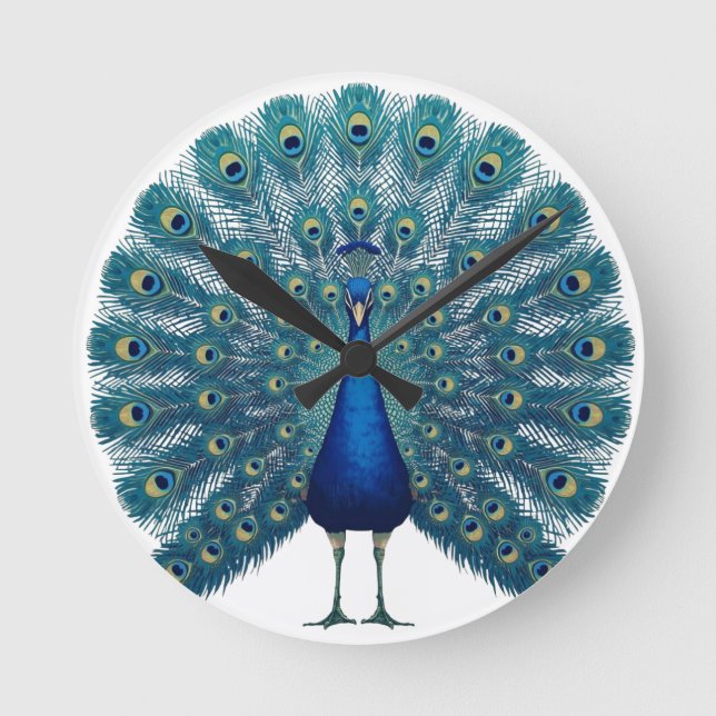 Reloj Redondo Mediano Peacock Wall Clock – Elegant Decorative Timepiece  (Anverso)