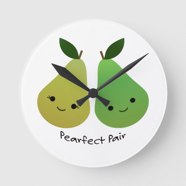 Reloj Redondo Mediano Pearfect Pear Kawaii Pears (Anverso)