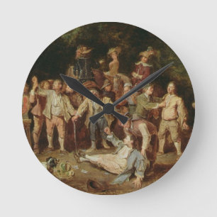 Reloj Redondo Mediano Peasants Brawling Outside a Tavern (oil on panel)