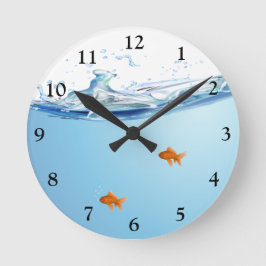 Reloj Redondo Mediano Peces de oro bajo acuario acuático