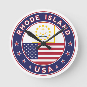Reloj Redondo Mediano Pegatina de Rhode Island, estuche de teléfono, bol