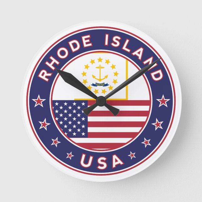 Reloj Redondo Mediano Pegatina de Rhode Island, estuche de teléfono, bol (Anverso)