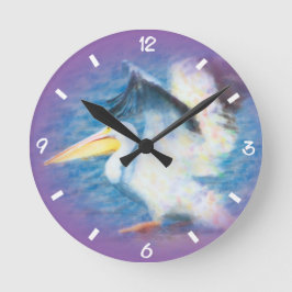 Reloj Redondo Mediano pelícano 17 de la acuarela