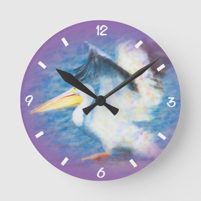 Reloj Redondo Mediano pelícano 17 de la acuarela (Anverso)