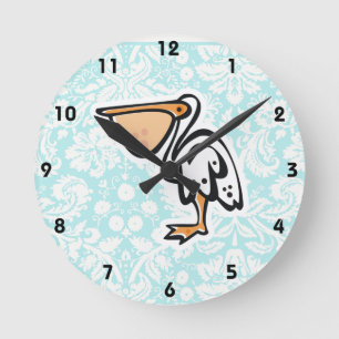 Reloj Redondo Mediano Pelícano lindo; Trullo