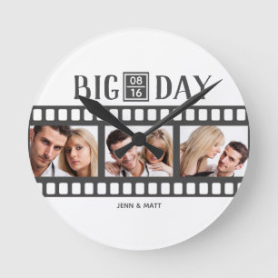 Reloj Redondo Mediano Película boda Añadir 3 fotos