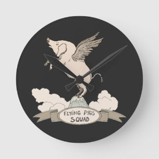 Reloj Redondo Mediano Pelotón de los cerdos del vuelo