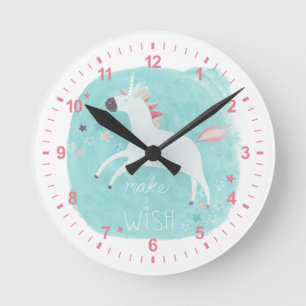 Reloj Redondo Mediano Pelotón mágico del unicornio - haga un deseo