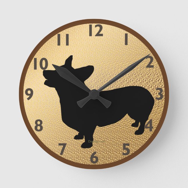 Reloj Redondo Mediano Pembroke Welsh Corgi Clock (Anverso)