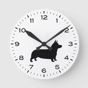 Reloj Redondo Mediano Pembroke Welsh Corgi Perro Raza Silhouette
