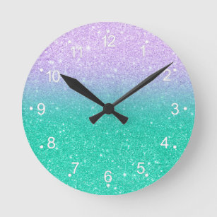 Reloj Redondo Mediano Pendiente verde azulada púrpura del ombre del
