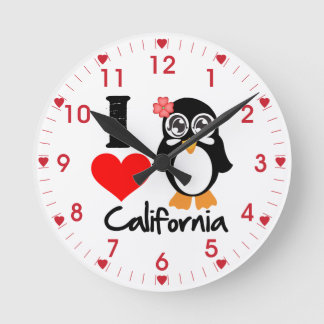 Reloj Redondo Mediano Penguin I Love California