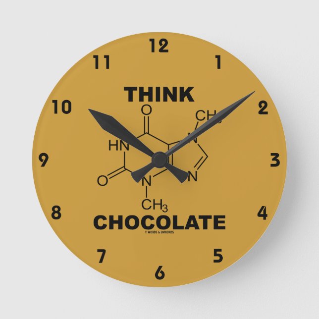 Reloj Redondo Mediano Pensar en el chocolate (química de la Molécula de  (Anverso)