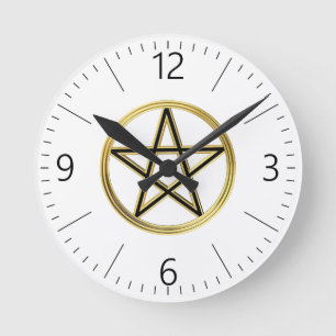 Reloj Redondo Mediano Pentagrama dorada