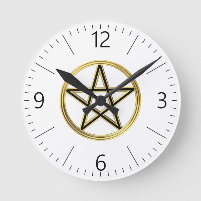 Reloj Redondo Mediano Pentagrama dorada (Anverso)
