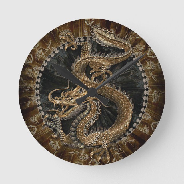 Reloj Redondo Mediano Pentagrama Dragón (Anverso)