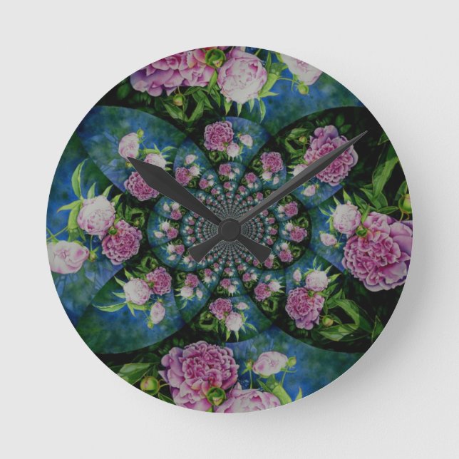 Reloj Redondo Mediano Peony Mandala (Anverso)