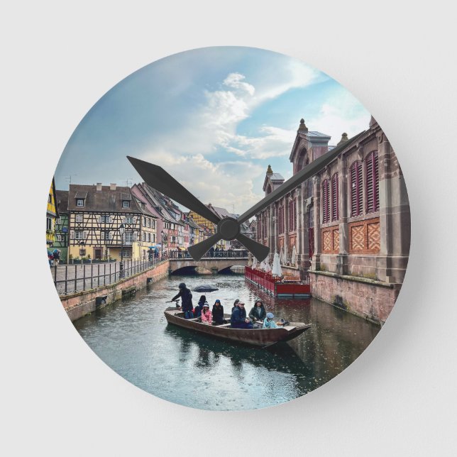 Reloj Redondo Mediano Pequeña barca del río Venecia (Anverso)