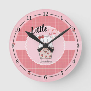 Reloj Redondo Mediano Pequeña Dama Corta Hamster Rosa