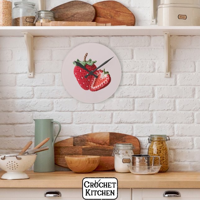 Reloj Redondo Mediano Pequeña Moda Mínima De Granito Rosa Crochet Fresa (Subido por el creador)