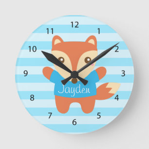 Reloj Redondo Mediano Pequeño Fox lindo para el sitio de los niños