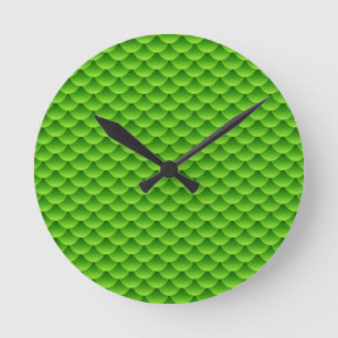 Reloj Redondo Mediano Pequeño modelo verde de la escala de pescados