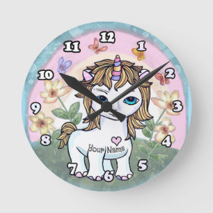 Reloj Redondo Mediano Pequeño Unicornio 