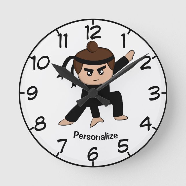 Reloj Redondo Mediano Pequeño y gracioso Personalizado Ninja personaliza (Anverso)