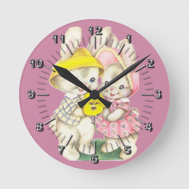Reloj Redondo Mediano Pequeños conejos (Anverso)