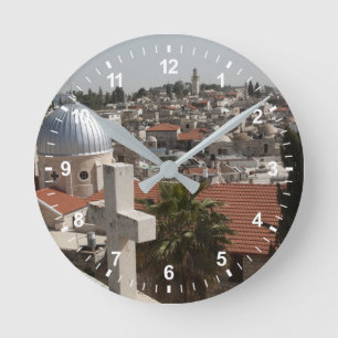 Reloj Redondo Mediano Perfil de la antigua Jerusalén