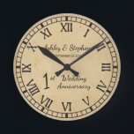Reloj Redondo Mediano Periódico ruso mira el primer aniversario Boda<br><div class="desc">El regalo clásico para el primer aniversario es el papel. Con eso en mente hemos creado este diseño rústico y falso de primer aniversario con números romanos, nombres y fecha boda. Diseño compuesto por Holiday Hearts Designs (derechos reservados). Si tiene alguna pregunta o necesita ayuda con el diseño antes de...</div>