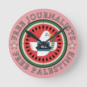 Reloj Redondo Mediano Periodistas libres liberan a Palestina