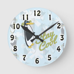 Reloj Redondo Mediano Permanezca Guay Time Penguin Pal Cute Personalizad
