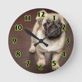 Reloj Redondo Mediano Perrito del barro amasado