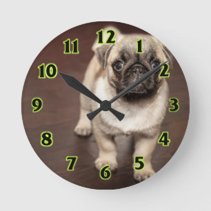Reloj Redondo Mediano Perrito del barro amasado