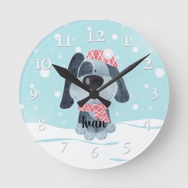 Reloj Redondo Mediano Perrito lindo, bebé (Anverso)