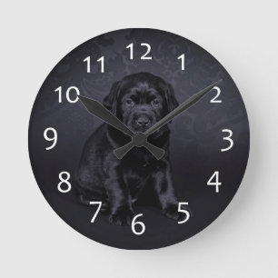 Reloj Redondo Mediano Perrito negro de Labrador