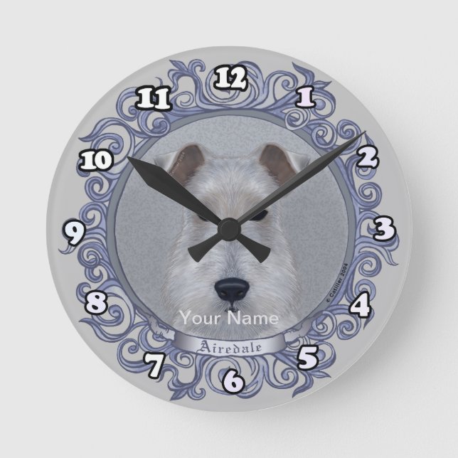 Reloj Redondo Mediano Perro Airedale (Anverso)
