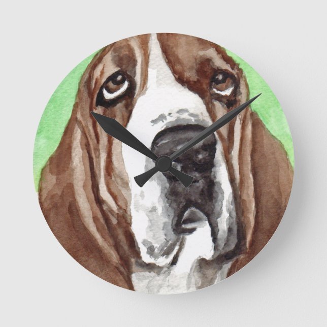 Reloj Redondo Mediano Perro Basset Hound (Anverso)