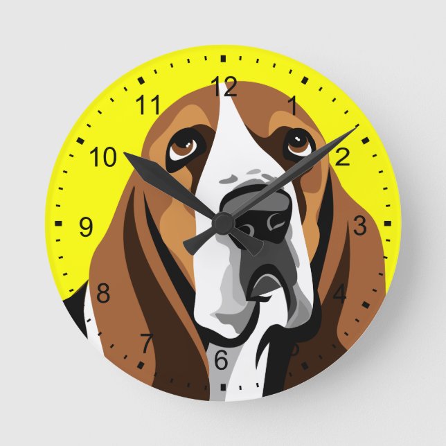Reloj Redondo Mediano Perro Basset Hound (Anverso)