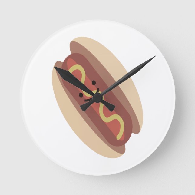 Reloj Redondo Mediano Perro caliente de Kawaii (Anverso)