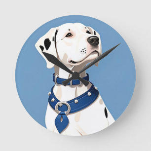 Reloj Redondo Mediano Perro dálmata con collar azul