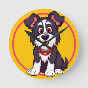 Reloj Redondo Mediano Perro de dibujos animados adorable sonriendo alegr